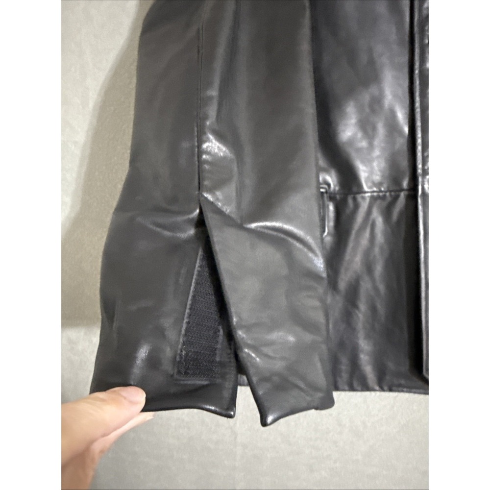 Vtg Mens Leather Coat Banana Republic Black L  Jacket Blazer Rockabilly Y2K Soft - Picture 12 of 16
